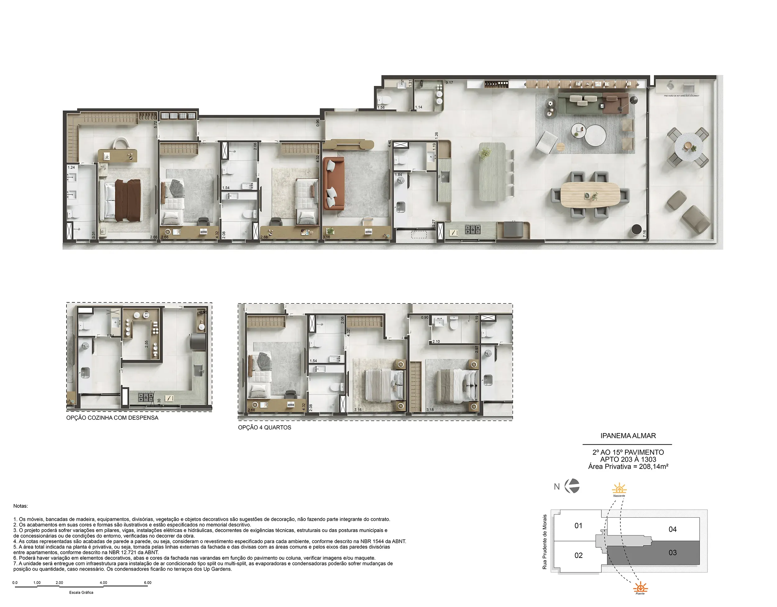 ALMAR IPANEMA - Amplos Apartamentos com 3 e 4 suítes, 158,00 a 437,00m², 3 vagas. 