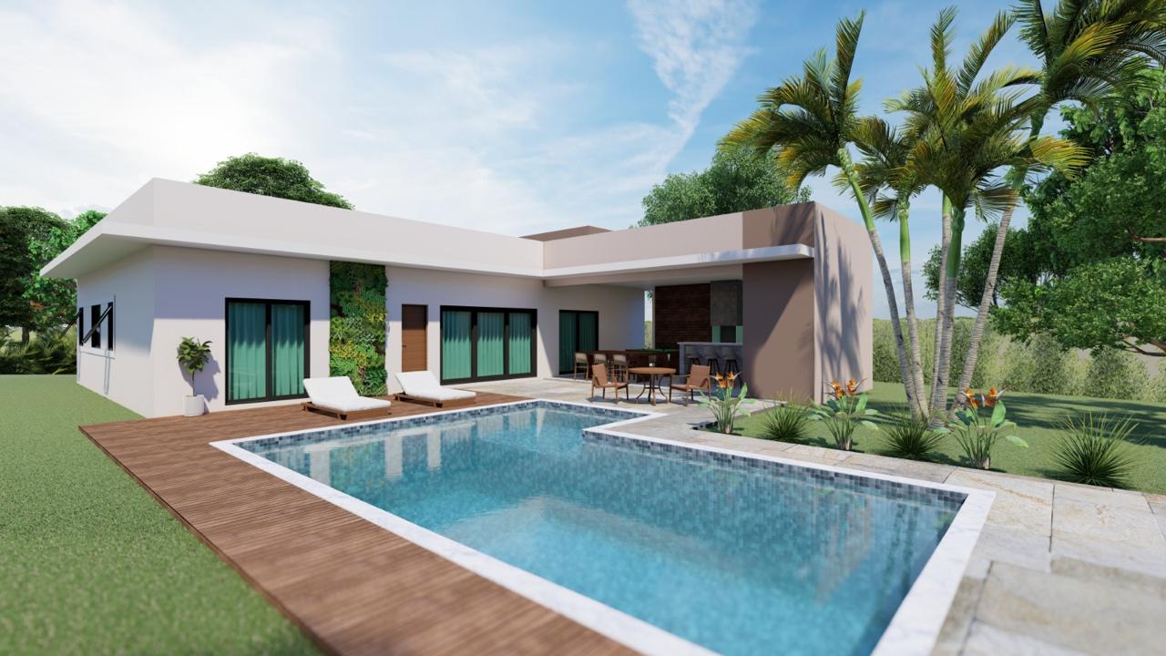 Casa moderna com vista para mata no Horizonte Azul 2: conceito aberto, 3 dorm (suíte master com closet), gourmet com churrasqueira e piscina