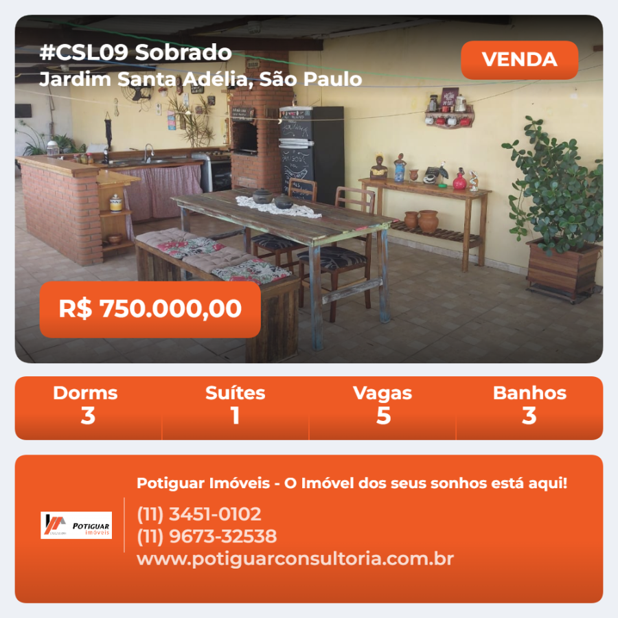 Sobrado Alto Padrão para Locação no Jardim Santa Adélia
