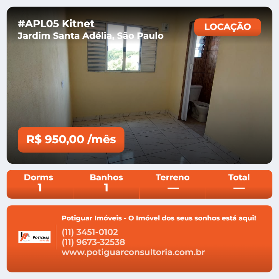 Kitnet 2 cômodos para alugar no Jardim Santa Adélia - São Paulo/SP