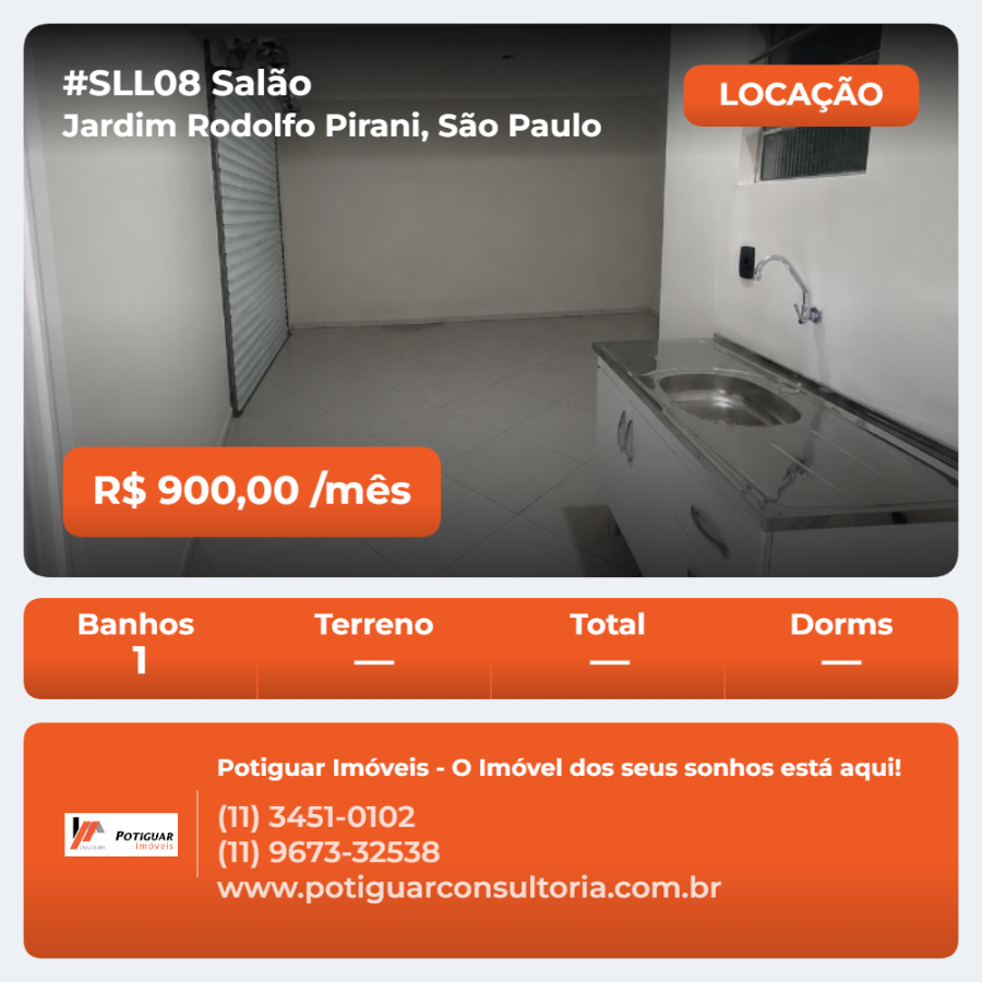 Salão Comercial para Locação no Jardim Rodolfo Pirani – São Paulo/SP