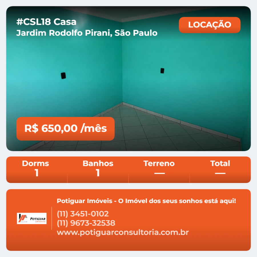 Casa para Locação no Jardim Rodolfo Pirani - São Paulo/SP