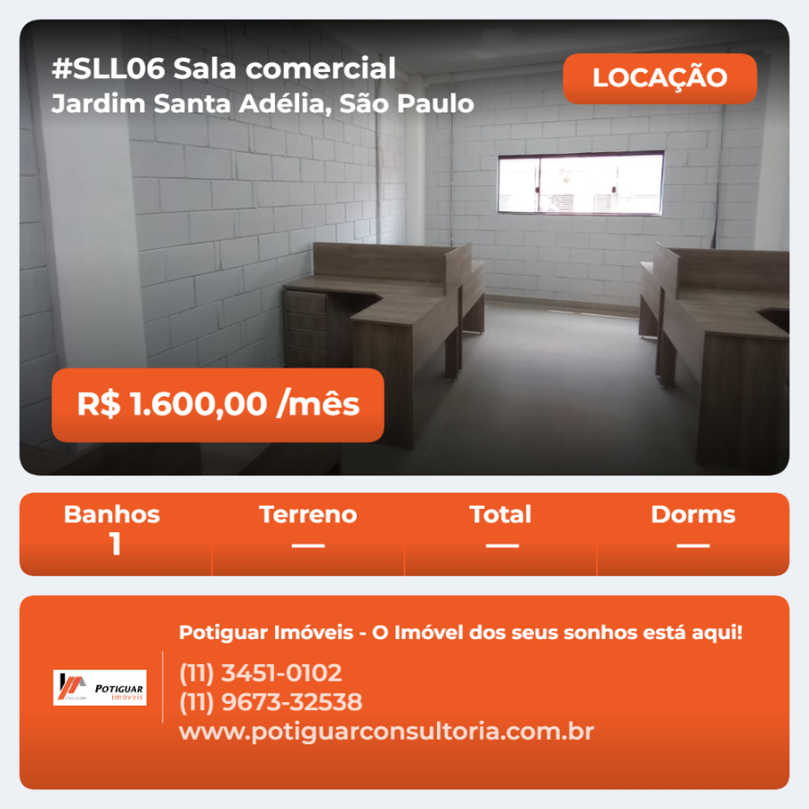 Sala Comercial para Locação no Jardim Santa Adélia - São Paulo/SP