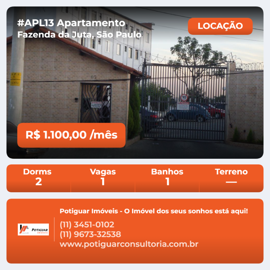 Apartamento para Alugar - Monotrilho - Fazenda da Juta – SP