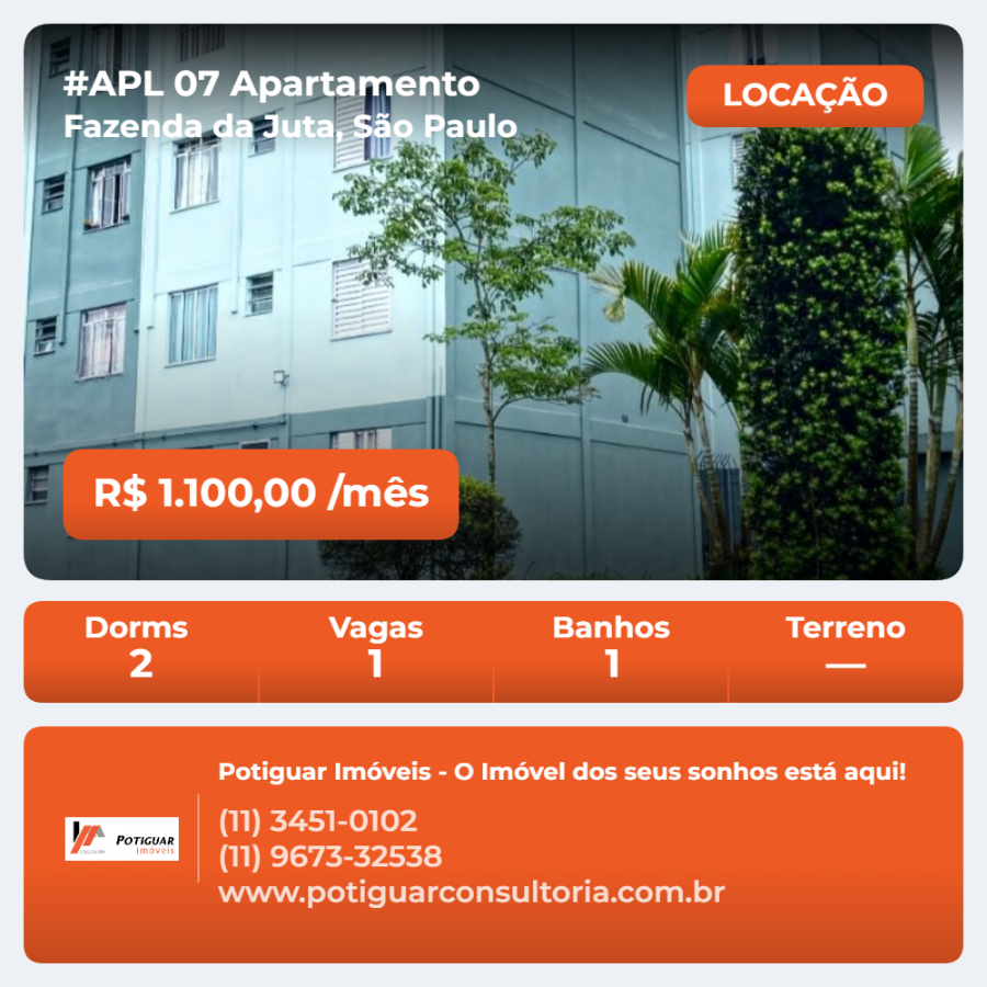 Apartamento para Alugar - Monotrilho Fazenda da Juta 0 São Paulo - 2 Quartos e 1 Vaga
