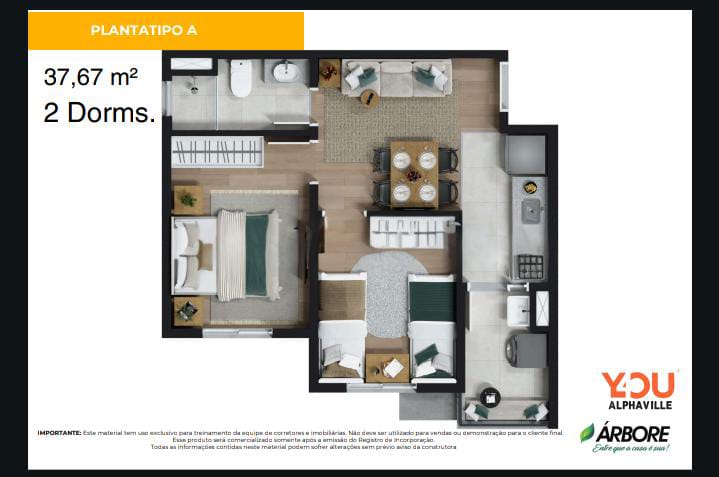 Lançamento Vila Eco Park Jatobás (Munhoz Jr.) Apt na planta 