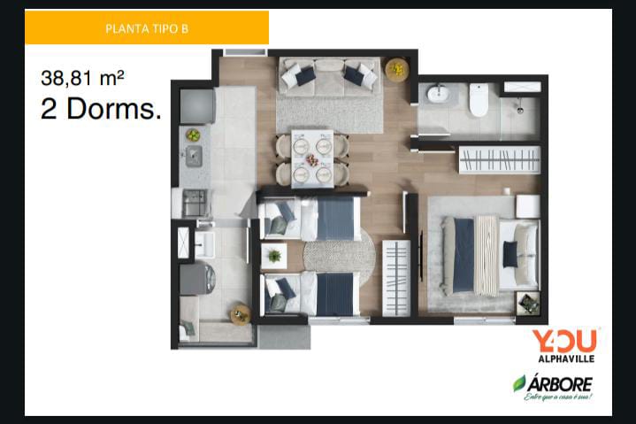 Lançamento Vila Eco Park Jatobás (Munhoz Jr.) Apt na planta 