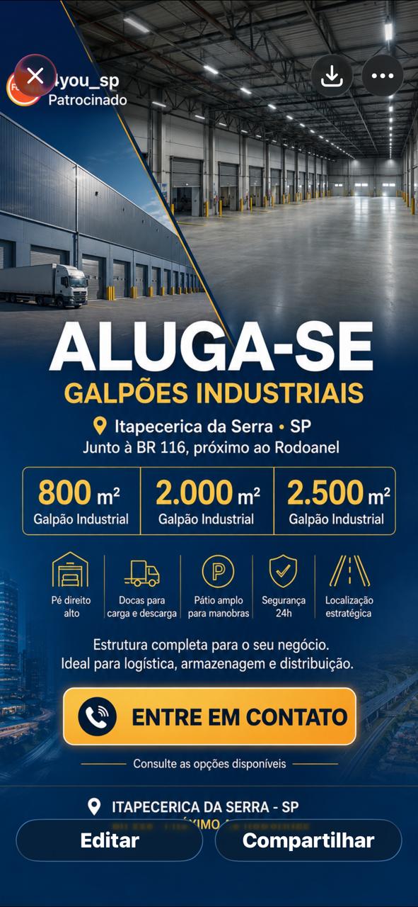 Galpão Novo - Próximo a Rodoanel - Itapecerica da Serra SP