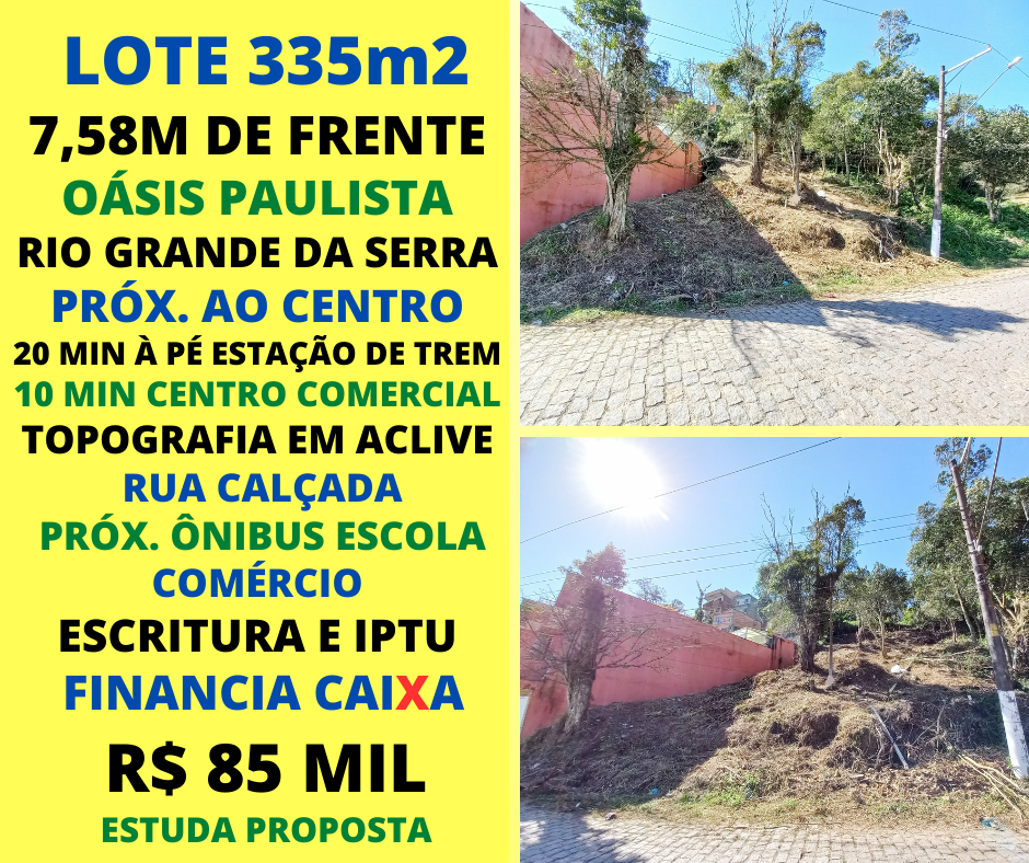 Lote 335m2 Oásis Paulista