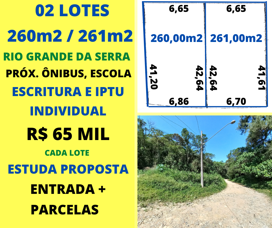 Lotes 260m2 e 261m2  Rio Grande da Serra 