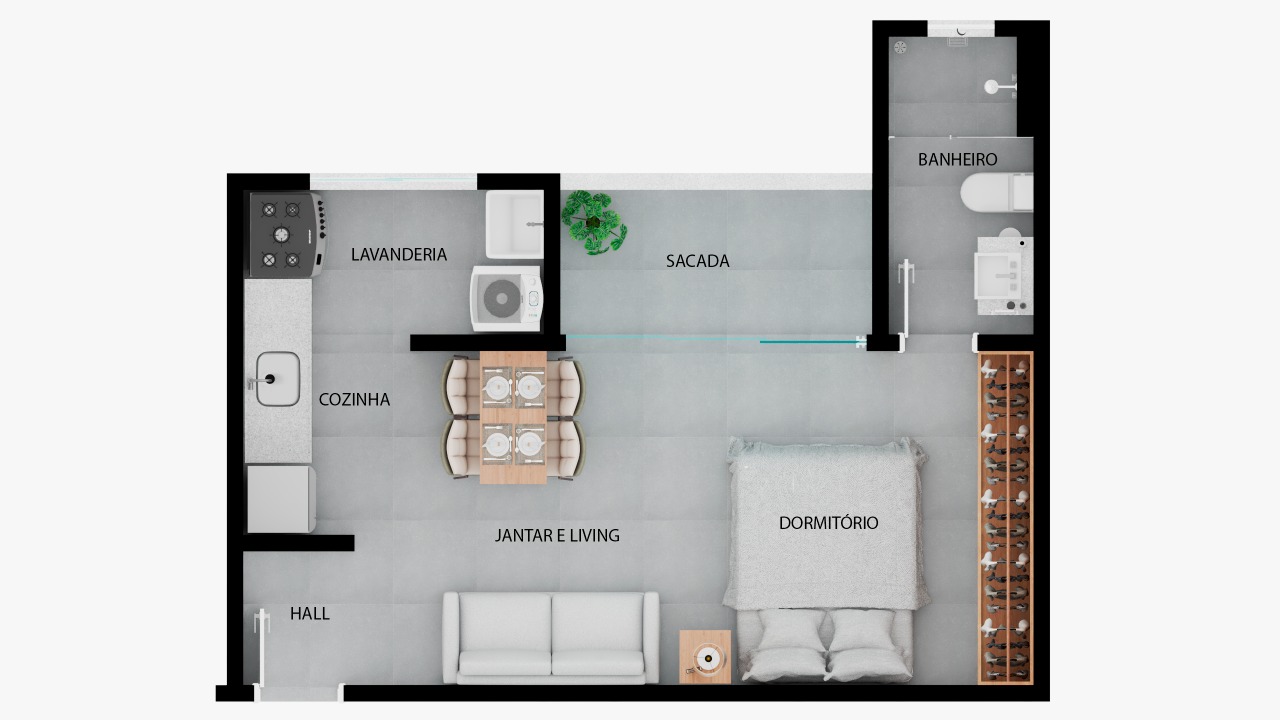 Loft Edificio Orquidea (1º andar) - Terra dos Ipês