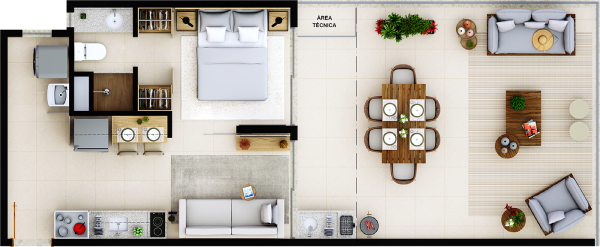 UM PROJETO COMPLETO NA PITUBA APARTAMENTOS QUARTO E SALA COM VARANDA