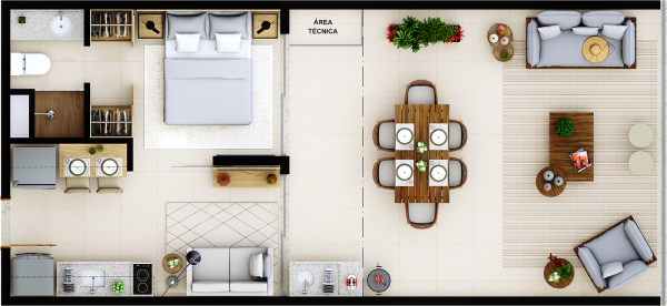 UM PROJETO COMPLETO NA PITUBA APARTAMENTOS QUARTO E SALA COM VARANDA