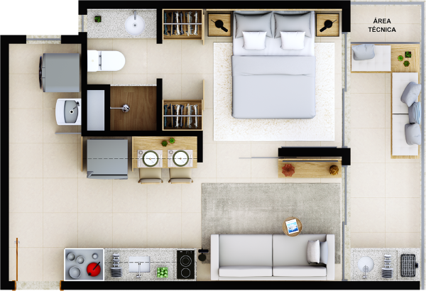 UM PROJETO COMPLETO NA PITUBA APARTAMENTOS QUARTO E SALA COM VARANDA