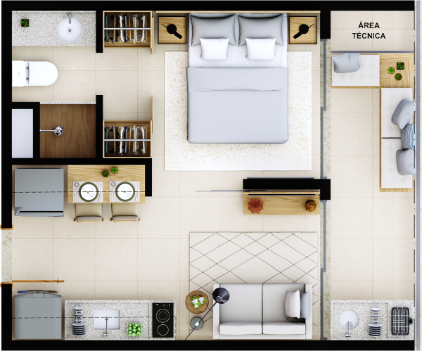 UM PROJETO COMPLETO NA PITUBA APARTAMENTOS QUARTO E SALA COM VARANDA