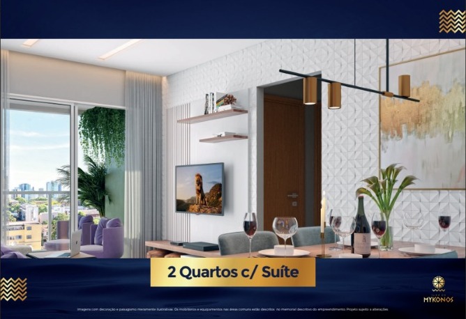 Apartamentos de 02 e 03 Quartos com suíte, no Edifício Ilha de Mykonos