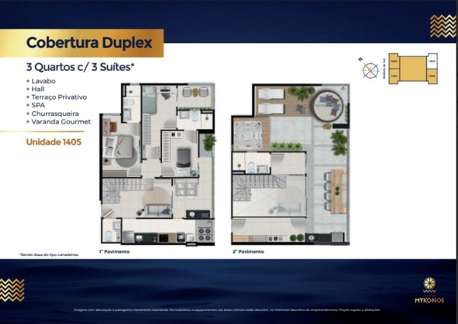 Apartamentos de 02 e 03 Quartos com suíte, no Edifício Ilha de Mykonos