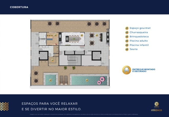 Apartamentos de 02 e 03 Quartos com suíte, no Edifício Ilha de Mykonos