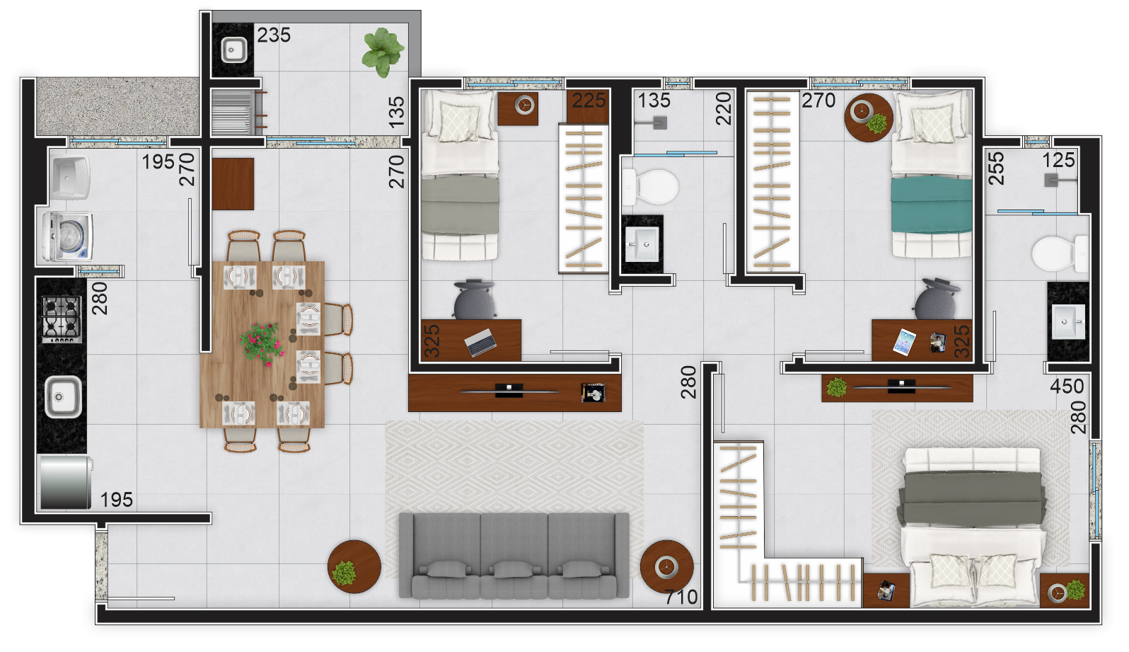 APARTAMENTO Á VENDA COM 81,70m² - COSTA E SILVA
