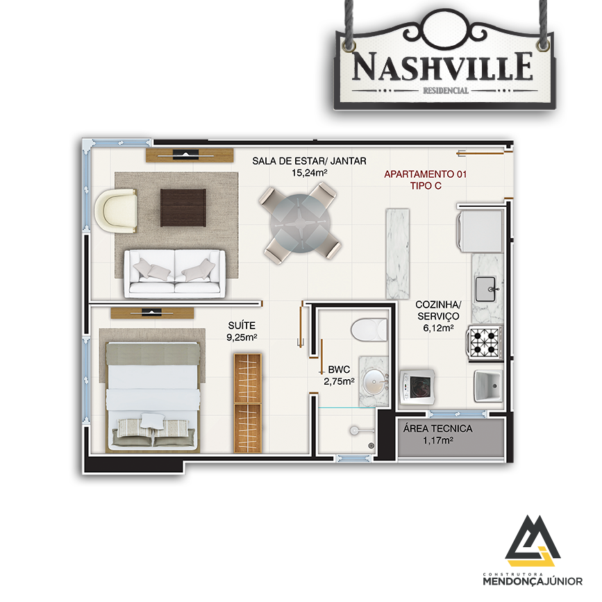 APARTAMENTO TIPO LOFT PRÓXIMO AO MIDWAY