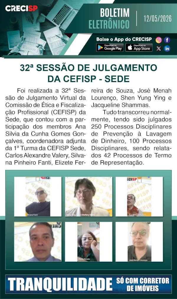 32ª SESSÃO DE JULGAMENTO DA CEFISP - SEDE
