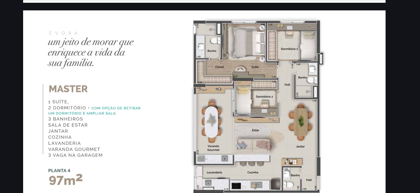 Apartamento na planta com 3 quartos e 2 banheiros de 73 a 97m2 - Jordanopolis - Arujá-SP