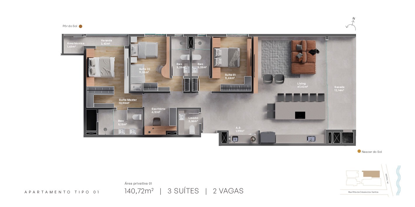 Apartamento com 3 SUÍTES em Itajuba - POUCOS PASSOS DO MAR