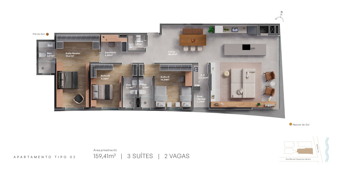 Apartamento com 3 SUÍTES em Itajuba - POUCOS PASSOS DO MAR
