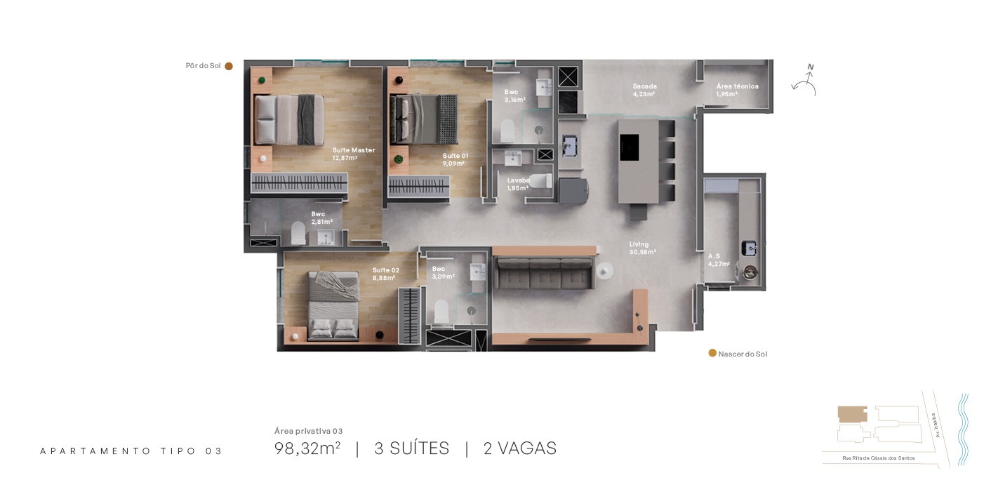 Apartamento com 3 SUÍTES em Itajuba - POUCOS PASSOS DO MAR