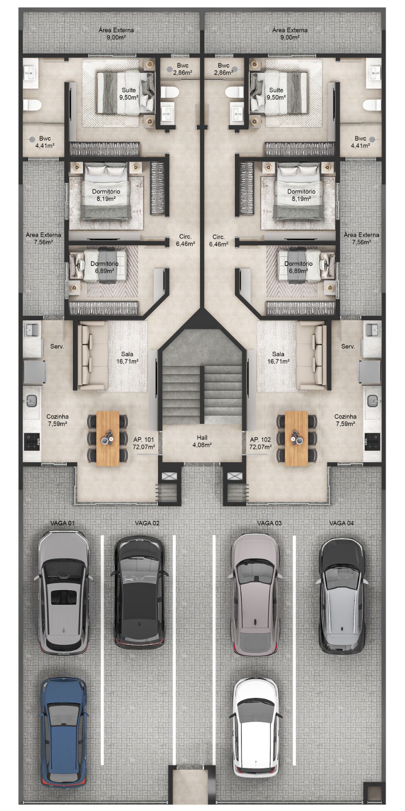 Apartamento com giardino no CENTRO de Barra Velha