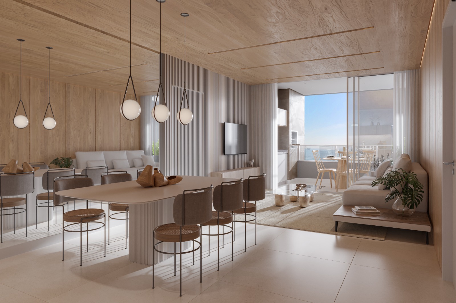 Apartamento com Pé-direito Duplo - Vista-mar permanente em Itajuba