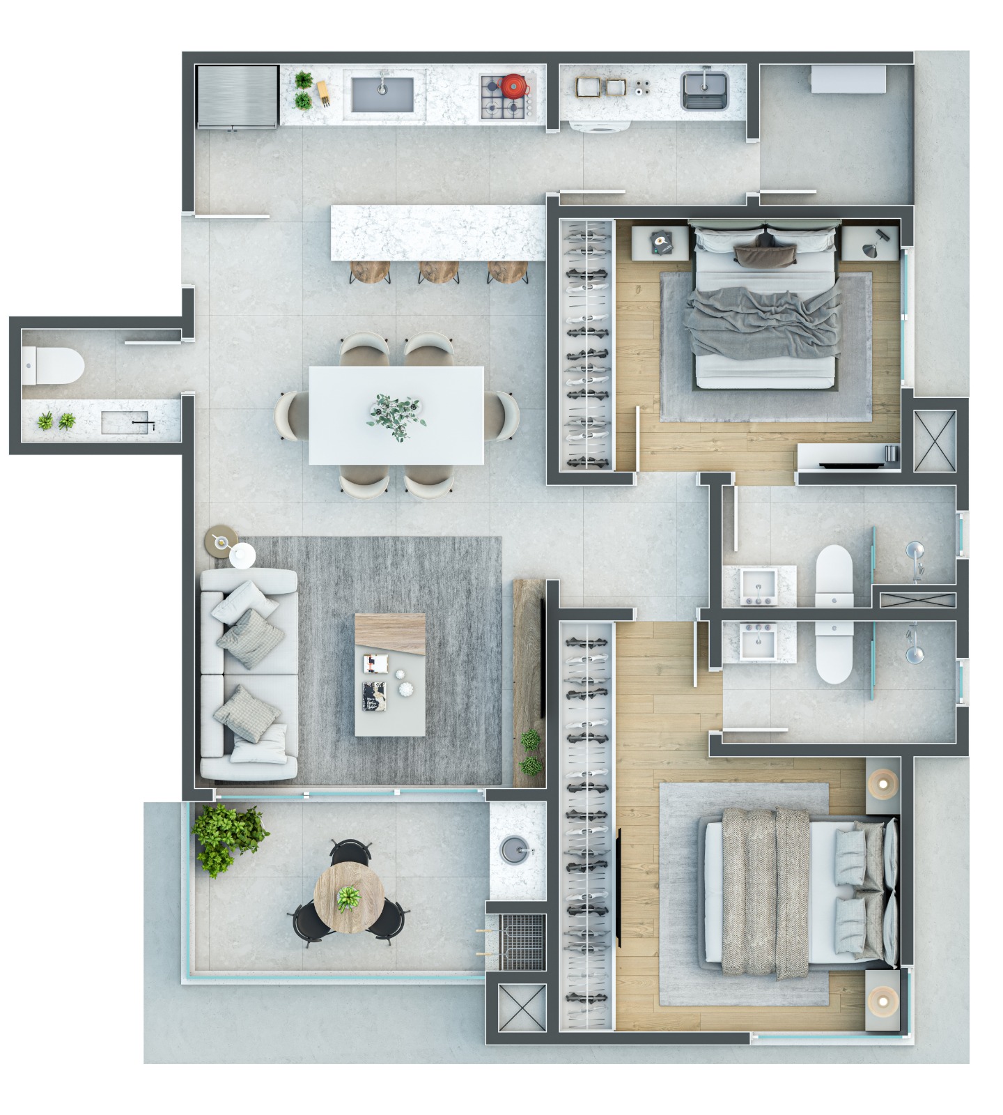 Apartamento com Pé-direito Duplo - Vista-mar permanente em Itajuba
