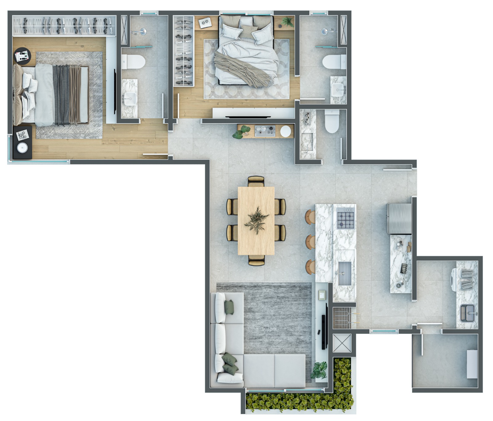 Apartamento com Pé-direito Duplo - Vista-mar permanente em Itajuba