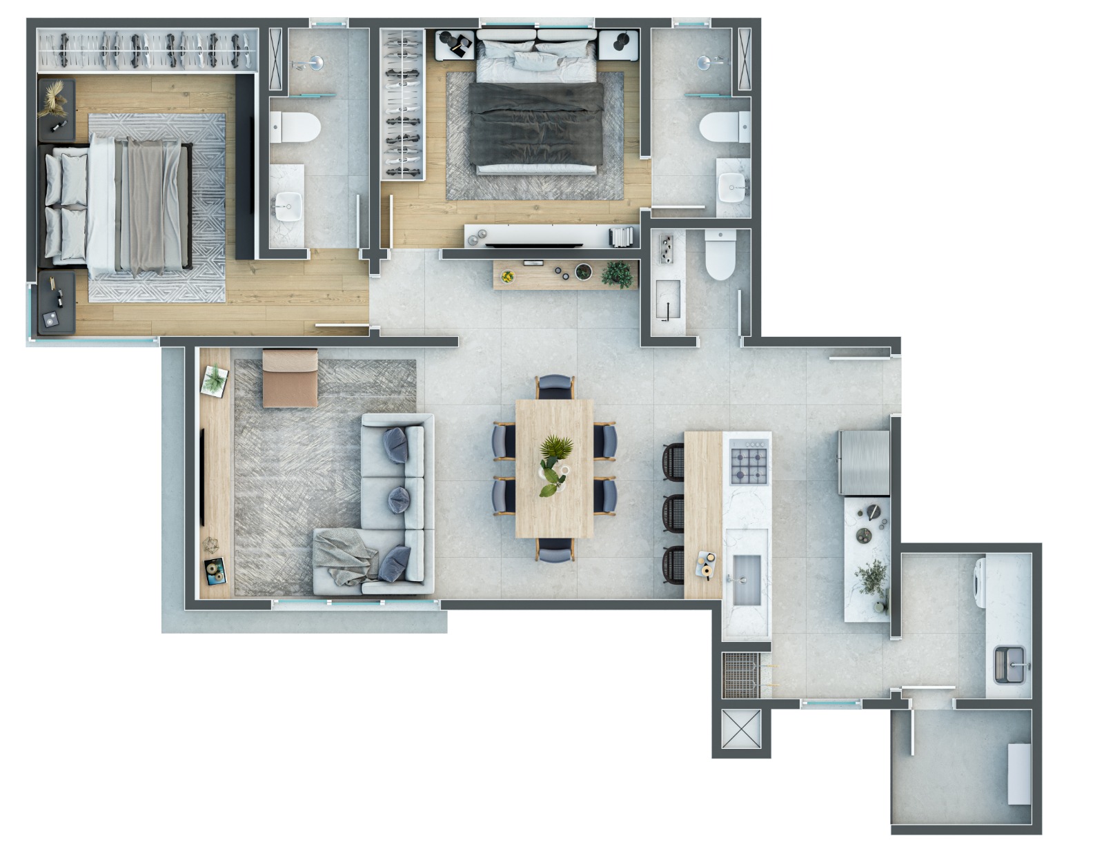 Apartamento com Pé-direito Duplo - Vista-mar permanente em Itajuba
