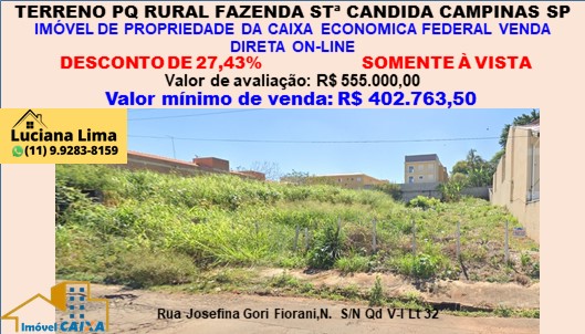 Terreno - Venda, Parque Rural Fazenda Santa Cândida, Campinas, SP
