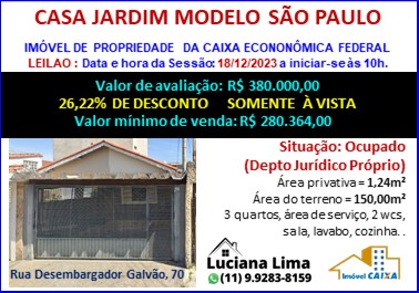Casa - Venda, Jardim Modelo, São Paulo, SP