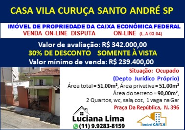 Casa - Venda, Vila Curuçá, Santo André, SP