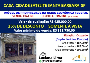 Casa - Venda, Cidade Satélite Santa Bárbara, São Paulo, SP