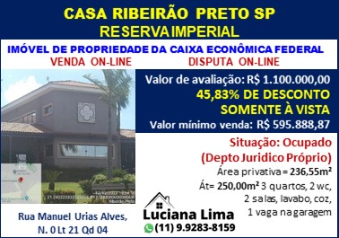 Casa - Venda, Reserva Imperial, Ribeirão Preto, SP