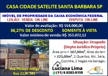 Casa - Venda, Cidade Satélite Santa Bárbara, São Paulo, SP