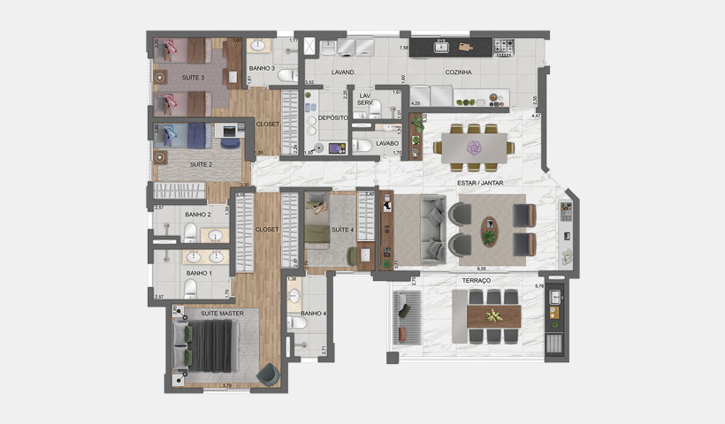 Apartamento 112m² - 4 ou 3 dormitórios, 02 vagas de garagem - Unique Green - Parque Toronto.