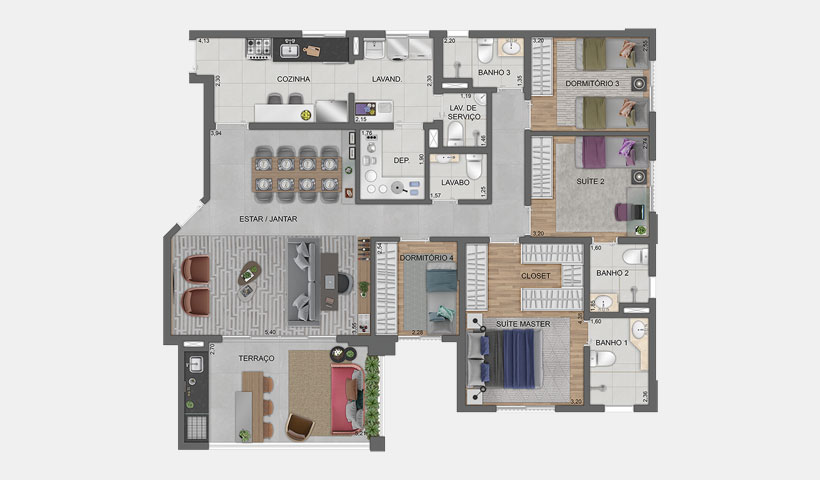 Apartamento 112m² - 4 ou 3 dormitórios, 02 vagas de garagem - Unique Green - Parque Toronto.