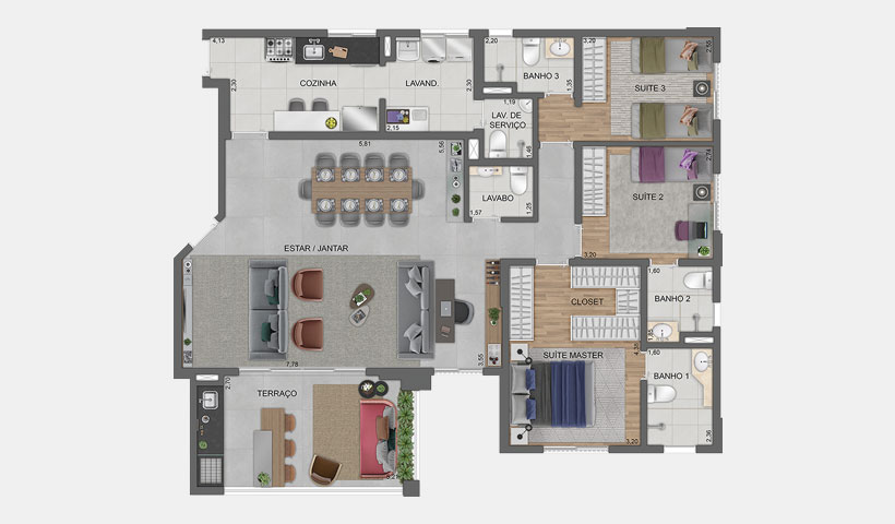Apartamento 112m² - 4 ou 3 dormitórios, 02 vagas de garagem - Unique Green - Parque Toronto.