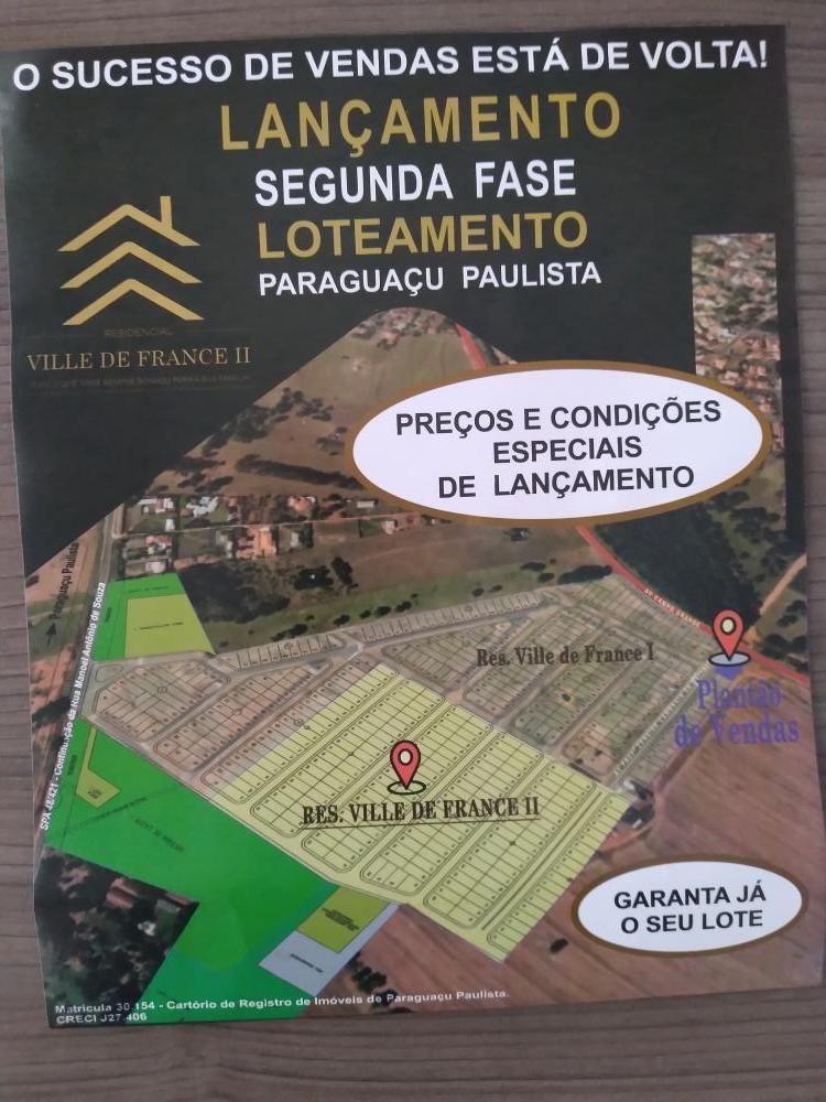 Terreno Lançamento - Venda, Paraguacu Paulista, SP