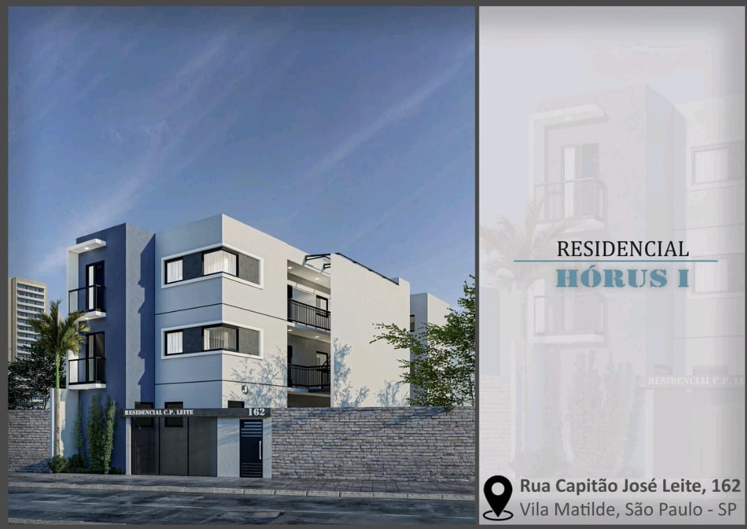 Excelente oportunidade na planta  no Residencial HÓRUS I, localizado em um dos bairros mais tradicionais da Zona Leste, a apenas 1 KM do Metrô Vila Matilde e a 700 metros da Praça da Toco, que oferece um centro comercial completo.  Empreendimento com 3 pavimentos e 4 unidades por andar, todas com 2 dormitórios, com opções de sacada ou quintal privativo.