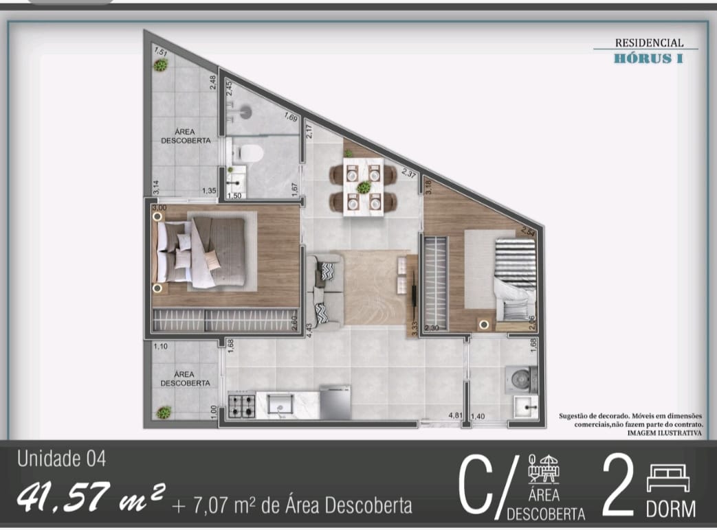 Excelente oportunidade na planta  no Residencial HÓRUS I, localizado em um dos bairros mais tradicionais da Zona Leste, a apenas 1 KM do Metrô Vila Matilde e a 700 metros da Praça da Toco, que oferece um centro comercial completo.  Empreendimento com 3 pavimentos e 4 unidades por andar, todas com 2 dormitórios, com opções de sacada ou quintal privativo.