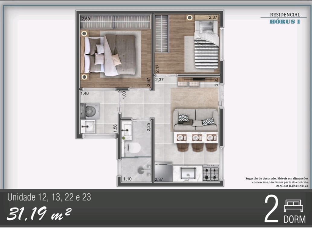 Excelente oportunidade na planta  no Residencial HÓRUS I, localizado em um dos bairros mais tradicionais da Zona Leste, a apenas 1 KM do Metrô Vila Matilde e a 700 metros da Praça da Toco, que oferece um centro comercial completo.  Empreendimento com 3 pavimentos e 4 unidades por andar, todas com 2 dormitórios, com opções de sacada ou quintal privativo.