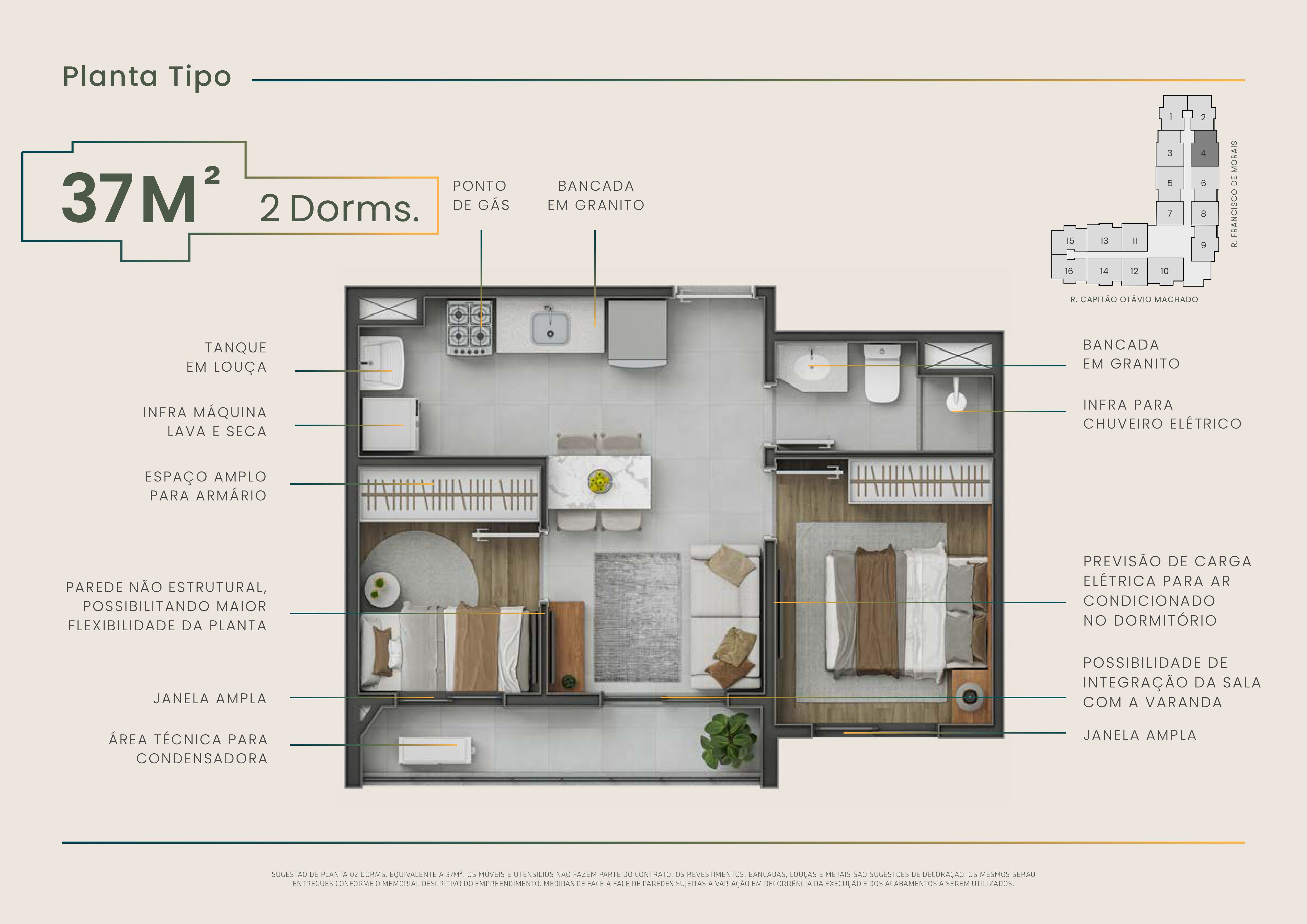 Zait Chácara Santo Antônio, Breve Lançamento Imobiliário, Apartamentos de 1 e 2 dormitórios  Metragens entre 28 m² e 37 m²
