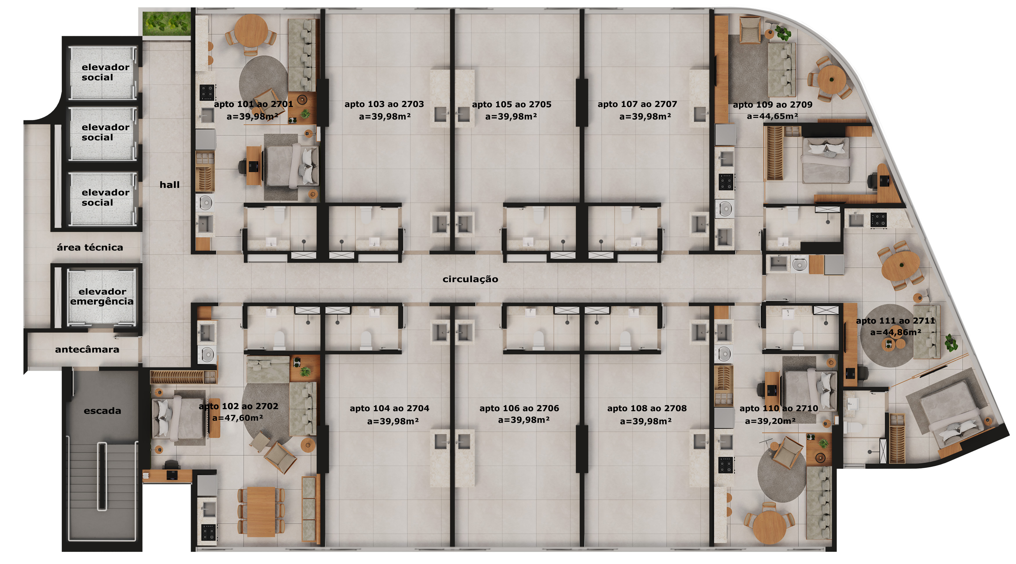 Edf. Líbano 01 quarto 48m² Pina - Recife/PE. (Ref.: R1138423)