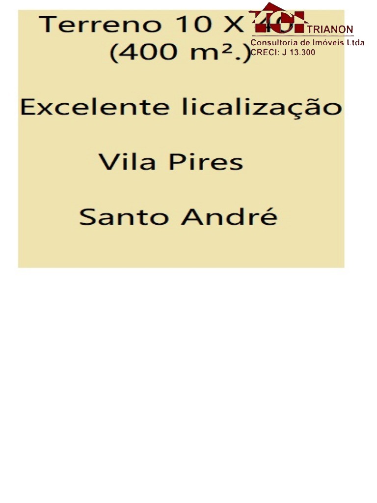 Terreno - Venda, VILA PIRES, SANTO ANDRÉ, SP